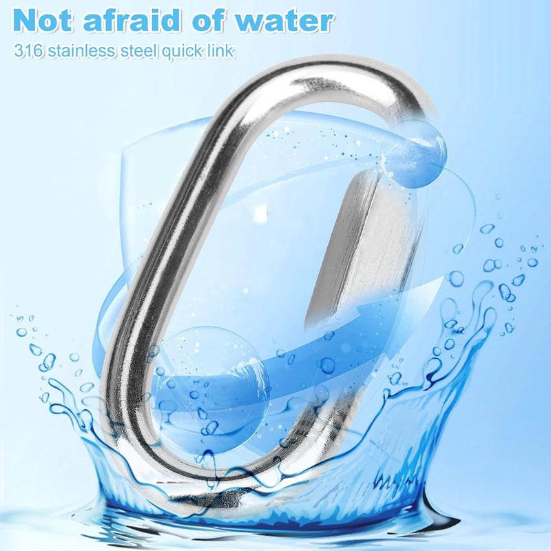 Vmuter 10 Pcs 1.5 Inch 316 Heavy Duty Stainless Steel Chain Quick Links, 175 Lbs Capacity Carabiner Locking Repair Connector Pets Keychain for Outdoor Traveling Equipment - Image 4